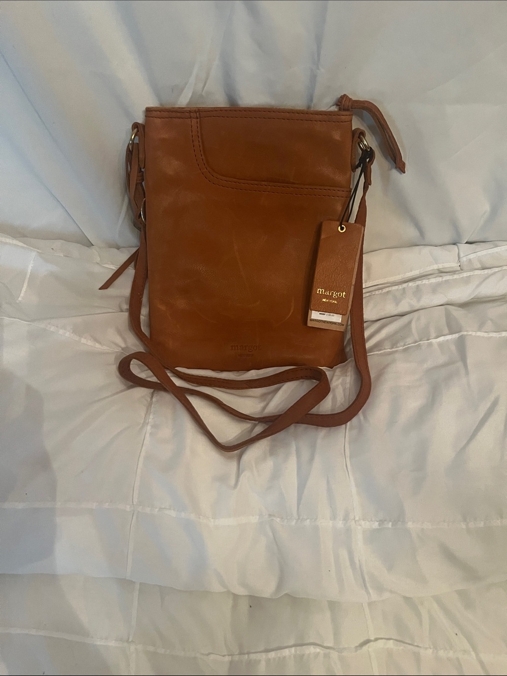 Mia Scott Tan Leather Messenger Crossbody